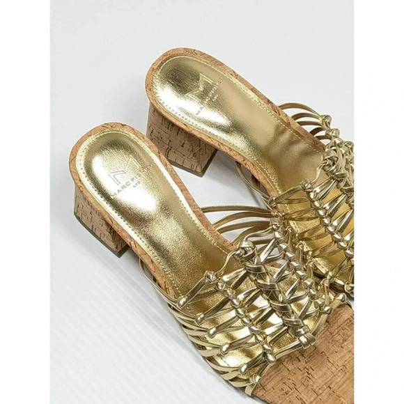 Marc Fisher Women's Colica Leather Knotted Heel Sandals Gold Size 10 MSRP $120 - Picture 6 of 9